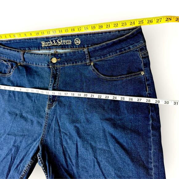Rock & Stone Denim Bermuda Blue Jeans Shorts Raw Hem Stretchy Plus Size 26W - Picture 10 of 13